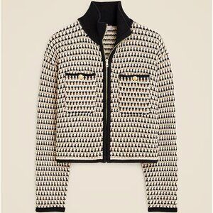 JCREW Size M Jacquard Sweater Jacket in Black Sandstone Antique